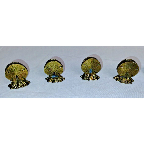 Metzke Antiqued Pewter - Seashell Design 4 Napkin Rings and 4 Place Card Holders - Picture 7 of 9